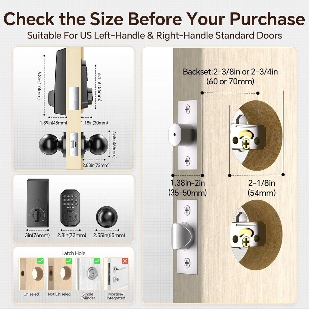 New! 3 In 1 Keyless Entry Door Lock w/Handle App Control, Keypad & Physical Key - Picture 9 of 12